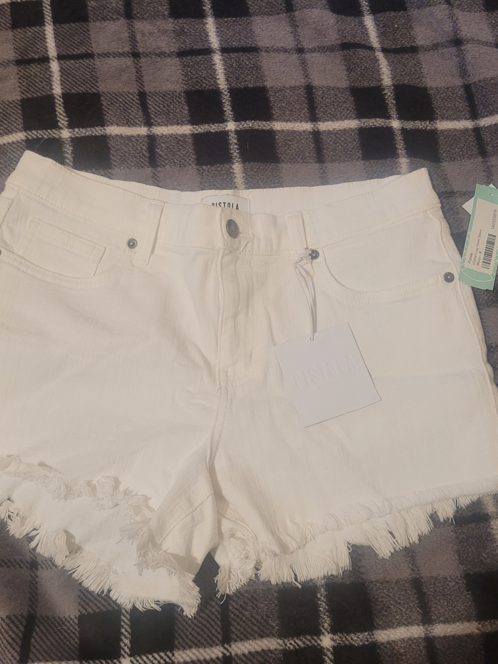 Pistola. Distressed White Denim Frayed Hem Women's Shorts